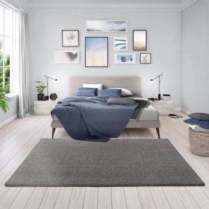 Kiss 100 puha mosható szürke darabszőnyeg középszőnyeg nyírt egyszínű sötétszürke